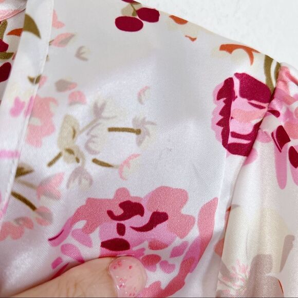 byTiMO Satin Floral Synthetic Wrap Midi Dress size - Picture 12 of 12